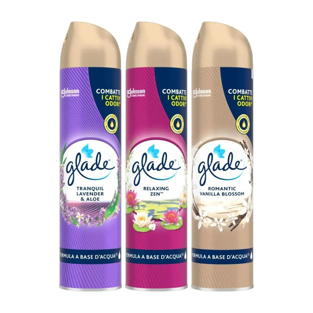 Glade spray deodorante ambiente assortiti 300 ml lavanda aloe relaxing zen vanilla blossom CleanovaShop Detercava