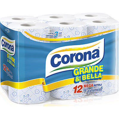 Corona Grande & Bella Carta Igienica 4 Mega Rotoli - 3 Veli Profumati