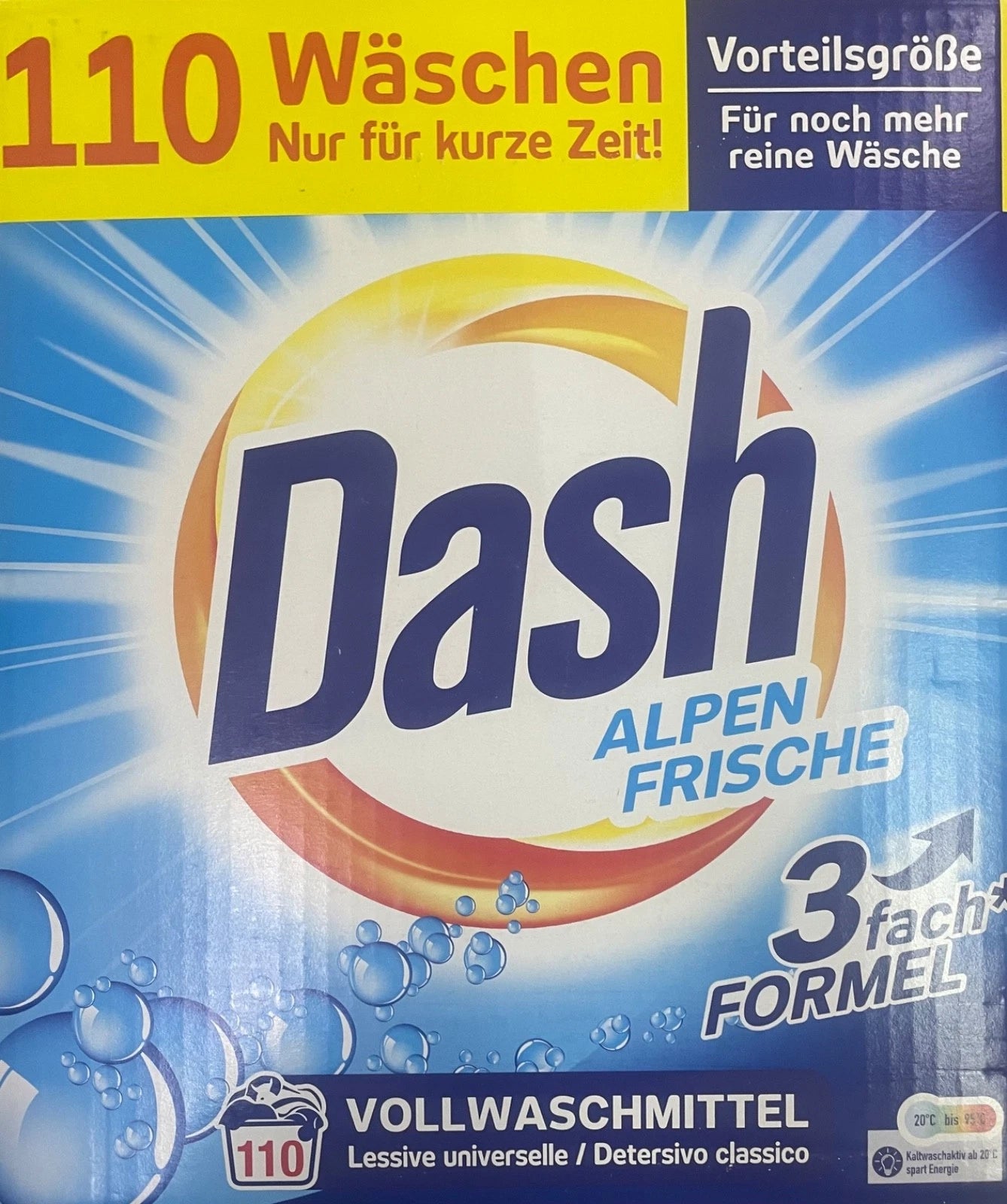 Dash Alpen Frische detersivo in polvere 110 lavaggi freschezza alpina CleanovaShop Detercava
