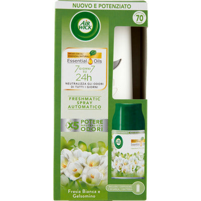Air Wick Freshmatic Spray Automatico con diffusore e ricarica Fresia Bianca e Gelsomino 250 ml profumatore ambiente CleanovaShop.it by Detercava