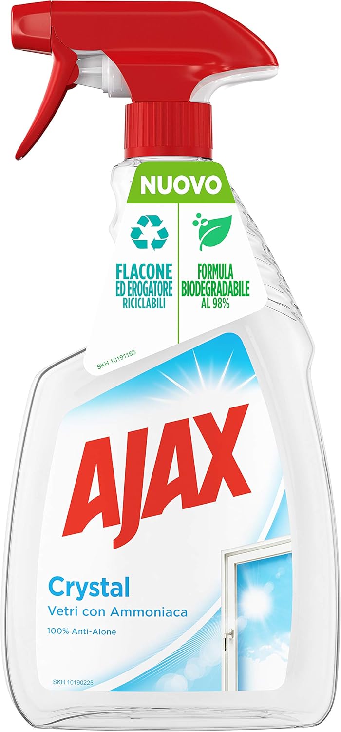 AJAX Crystal Vetri con Ammoniaca 750 ml spray antialone in vendita su Detercava detersivi online