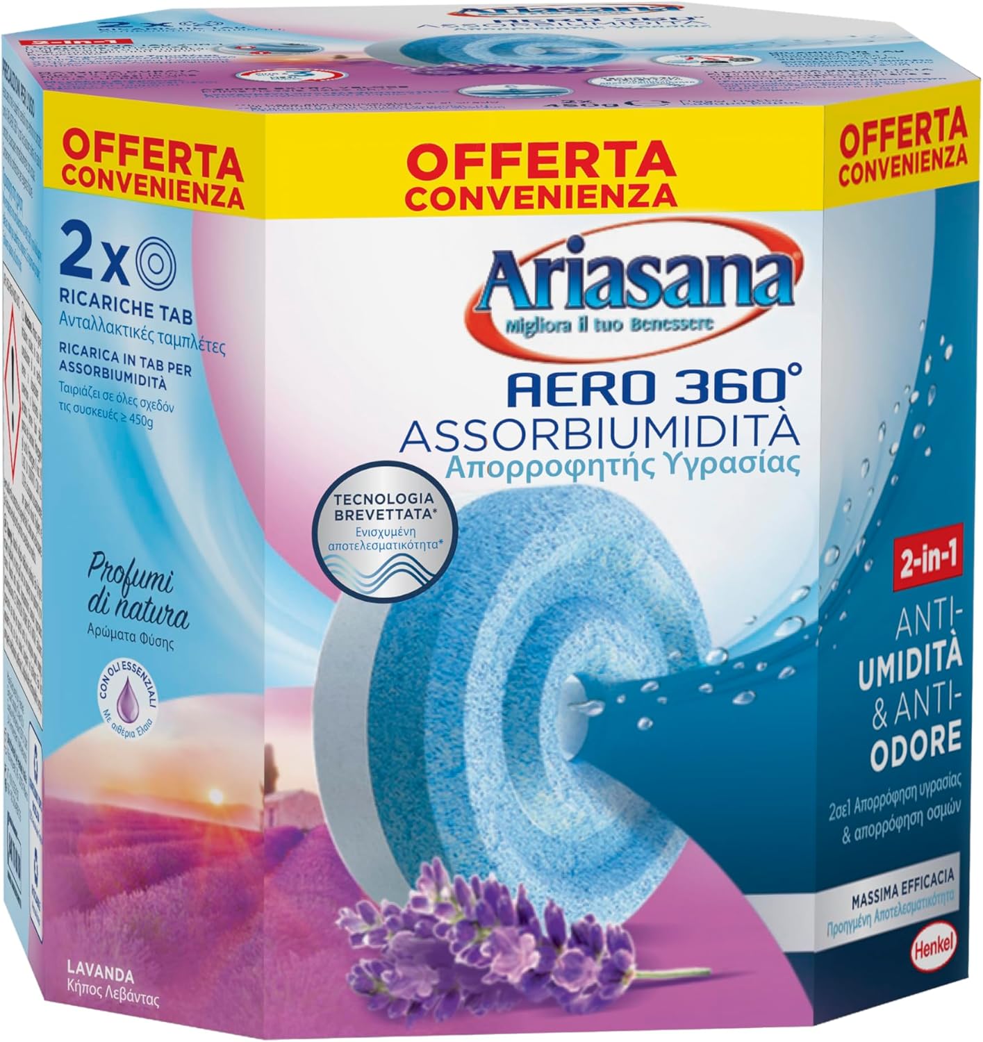 Ariasana Aero 360 Kit Assorbiumidità Lavanda Anti Umidità e Anti Odore | CleanovaShop.it by Detercava