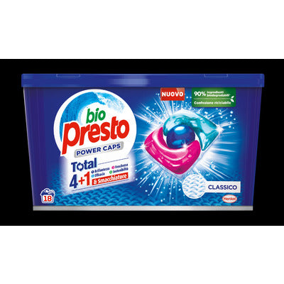 capsule lavatrice bio presto power caps classico 18 lavaggi detersivo capsule