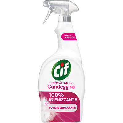 Cif spray attivo con candeggina 650 ml detergente igienizzante sbiancante per bagno e cucina