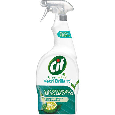 Cif Greenactive Vetri Brillanti Spray 650 ml bergamotto detergente vetri senza aloni