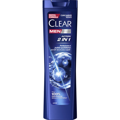 Clear Men 3in1 Freschezza Attiva 225ml - Shampoo Capelli, Cute e Corpo con Mentolo