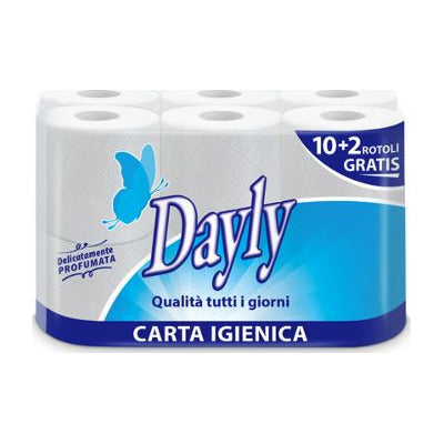 Dayly Carta Igienica 2 Veli 12 Rotoli - 10+2 Gratis, Delicatamente Profumata