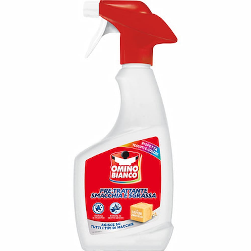 Omino Bianco pretrattante spray 500ml smacchia e sgrassa macchie difficili su tessuti