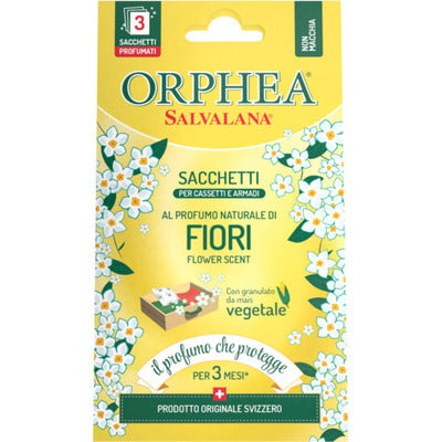 Orphea Salvalana sacchetti profumati Fiori 3 pezzi per armadi e cassetti CleanovaShop Detercava
