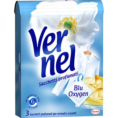 Vernel Sacchetti Profumati Blu Oxygen 3 pezzi per armadi e cassetti CleanovaShop Detercava