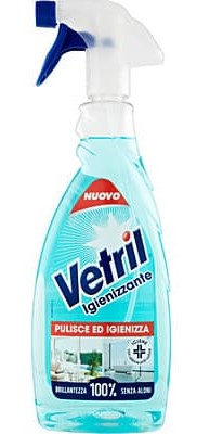 Vetril Vetri e Specchi Spray 650ml – Detergente Anti Aloni Rimuove Impronte e Sporco